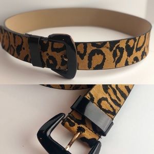 Leopard Print Genuine Pony Calf Hair Belt M 32- 36